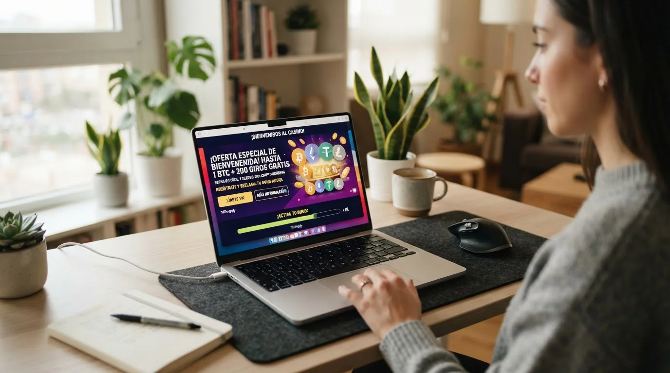 Pantalla de bono de bienvenida crypto casino sin requisitos wagering