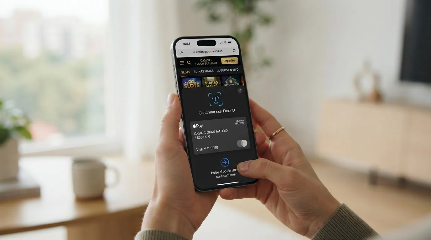 iPhone mostrando Apple Pay en casino online español con licencia DGOJ