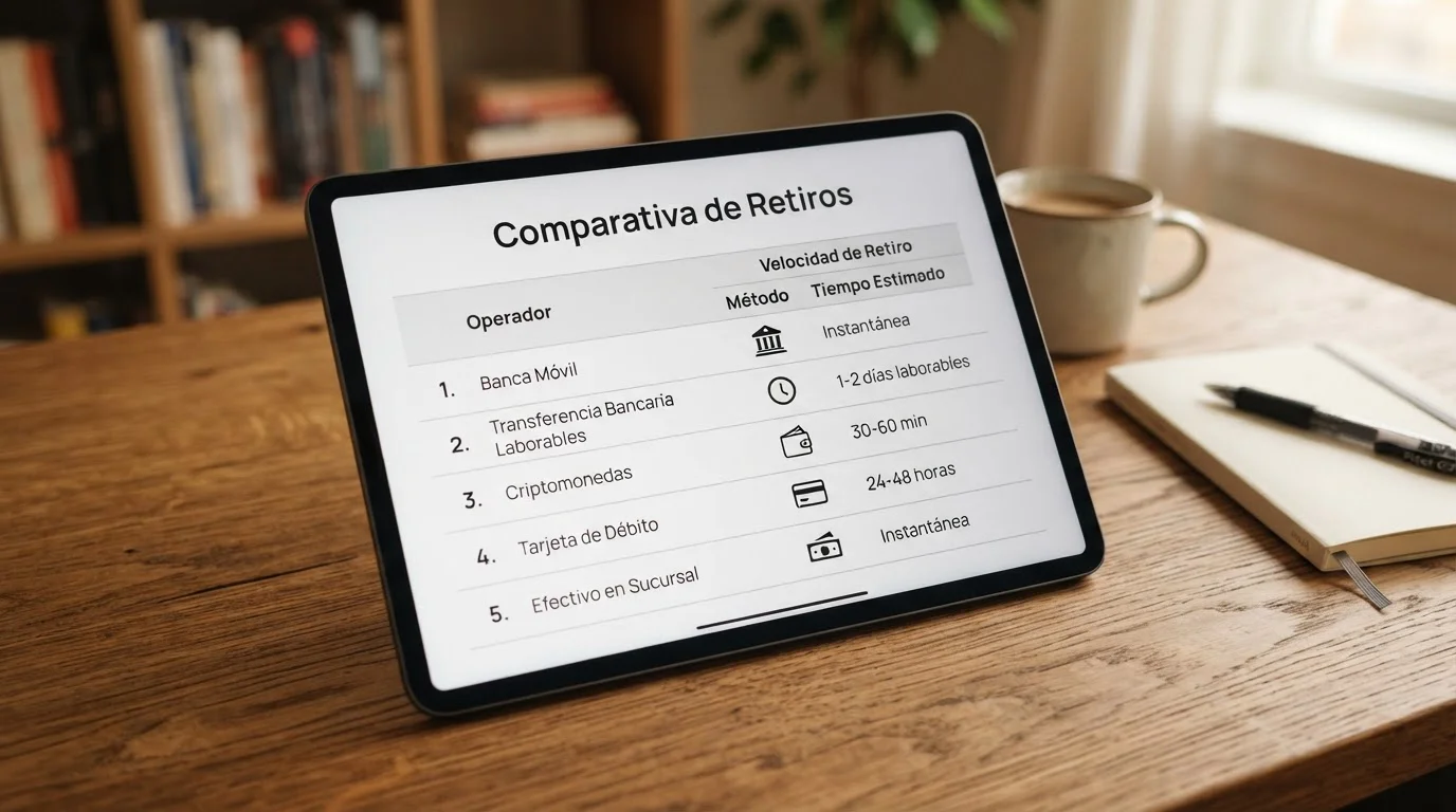 Tabla comparativa de operadores DGOJ con diferentes velocidades de retirada