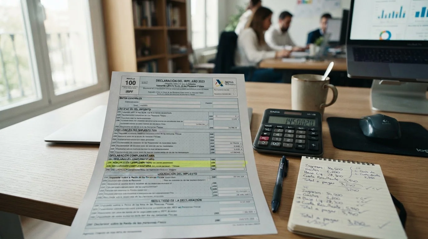 Formulario IRPF español con casillas 288-290 destacadas y calculadora