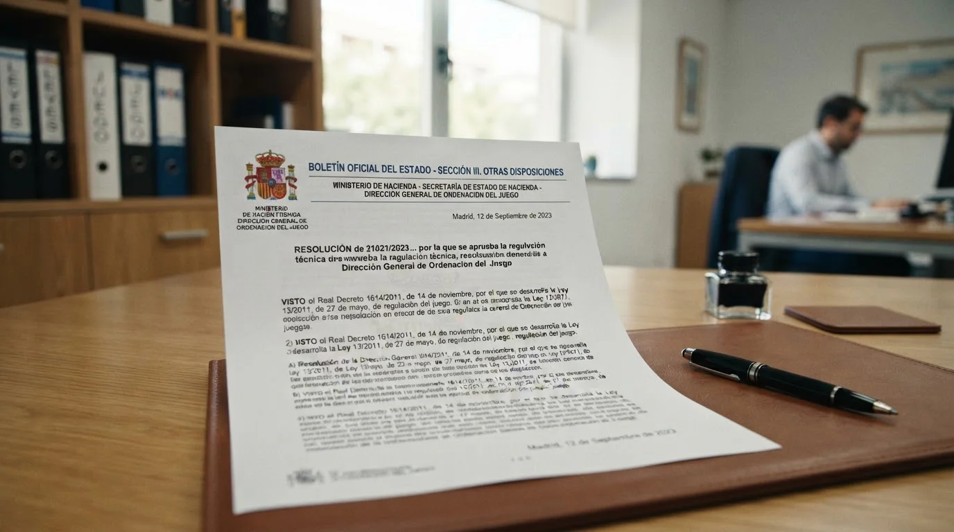 Documento oficial de la DGOJ con sello del Ministerio español