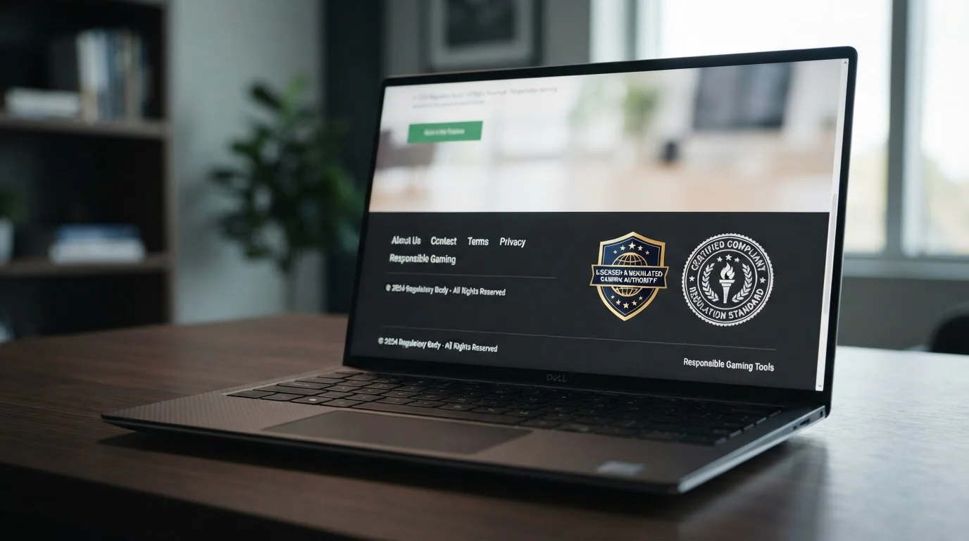 Sello de licencia Curaçao Gaming Authority en footer de casino online