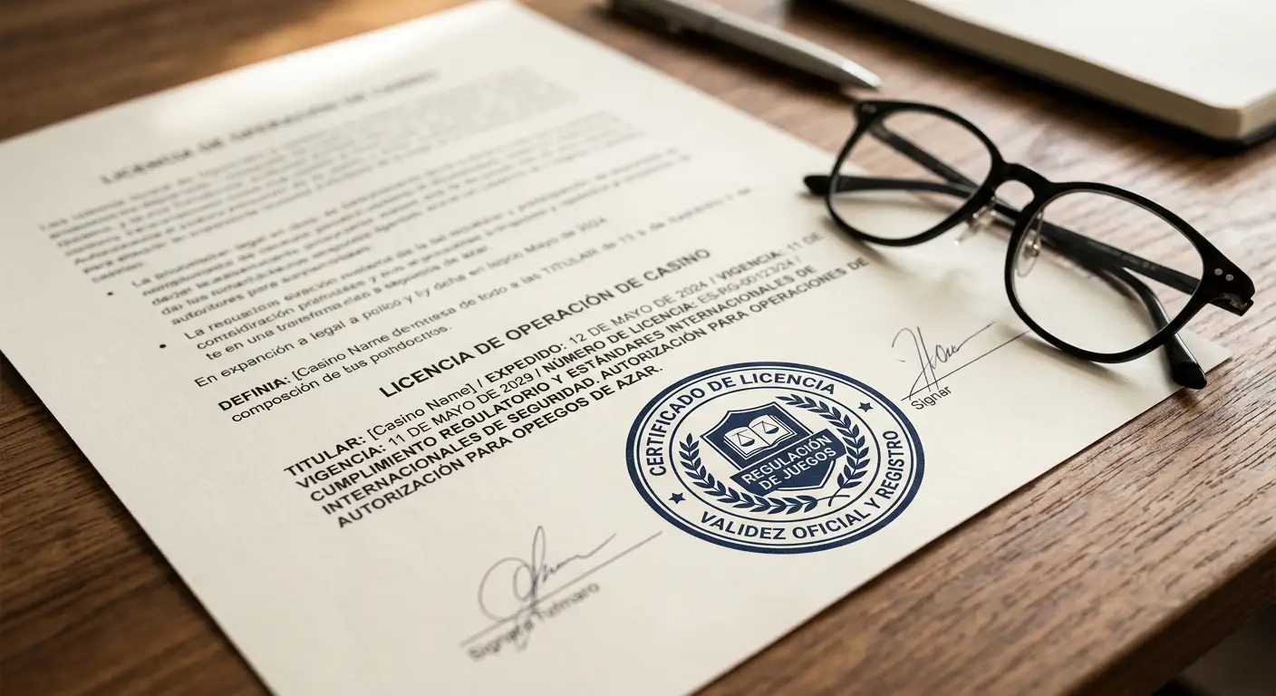 Documento oficial de licencia de casino offshore
