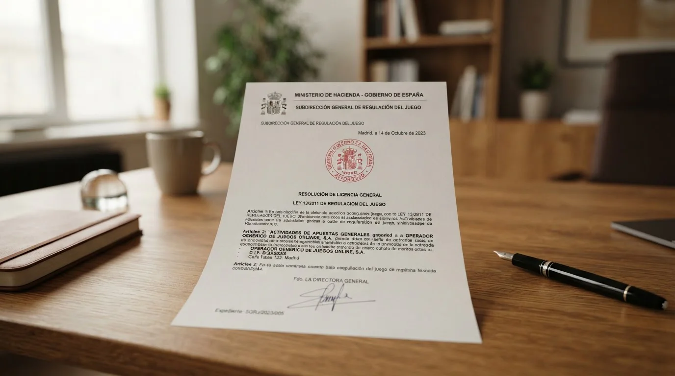 Documento de licencia DGOJ para casinos online en España