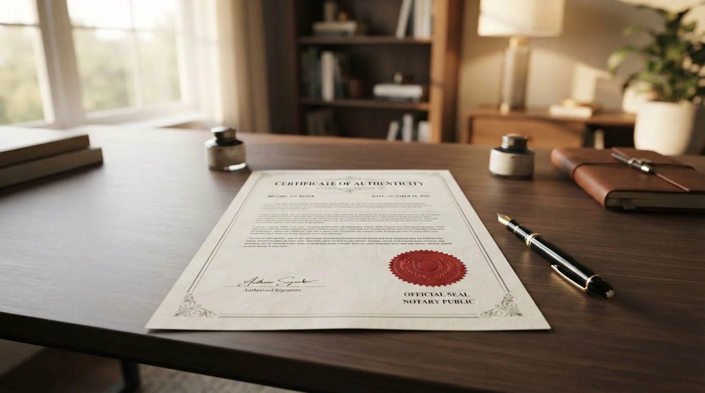 Documento oficial con sello de licencia DGOJ sobre mesa de oficina