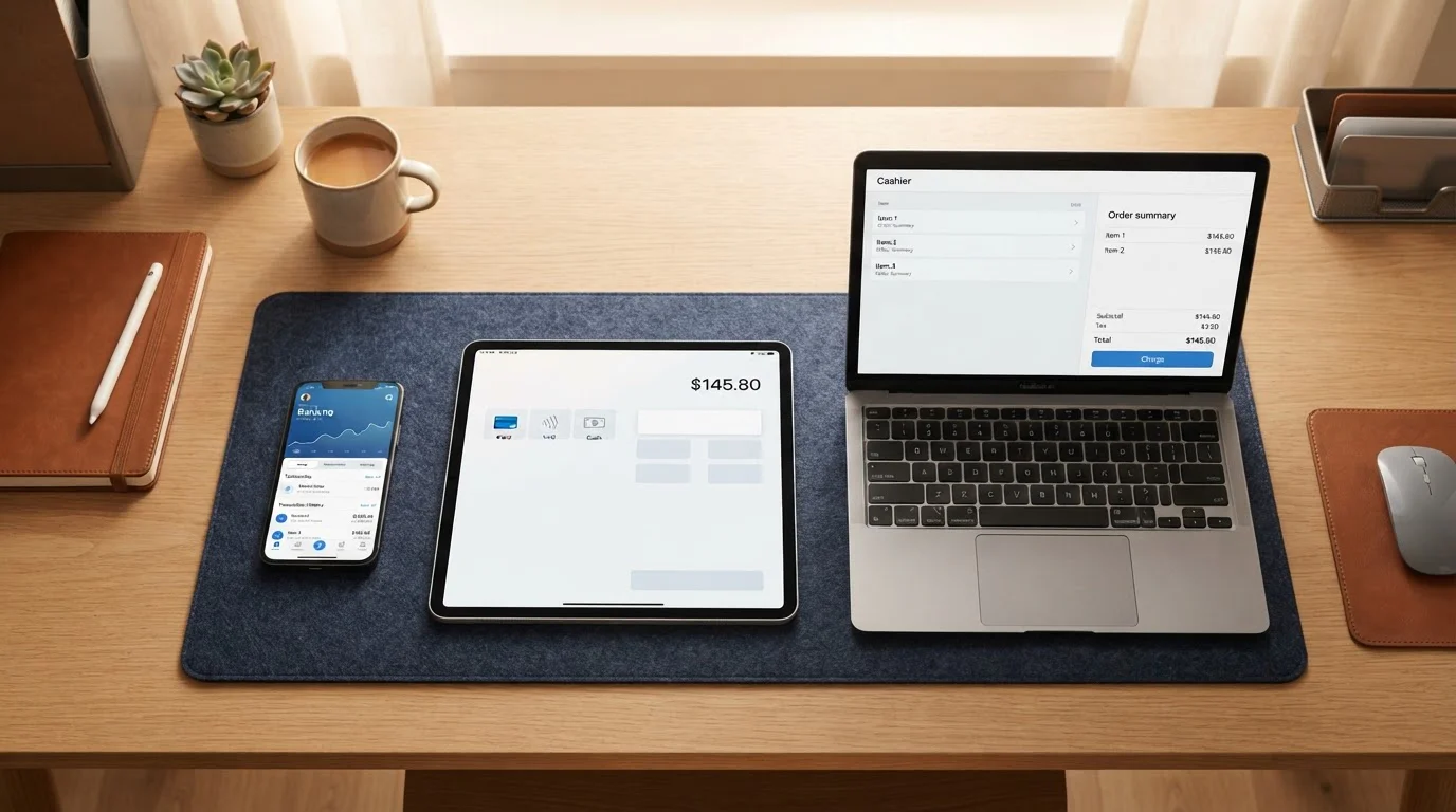 Comparativa visual de métodos de pago bancarios en dispositivos móviles y ordenador