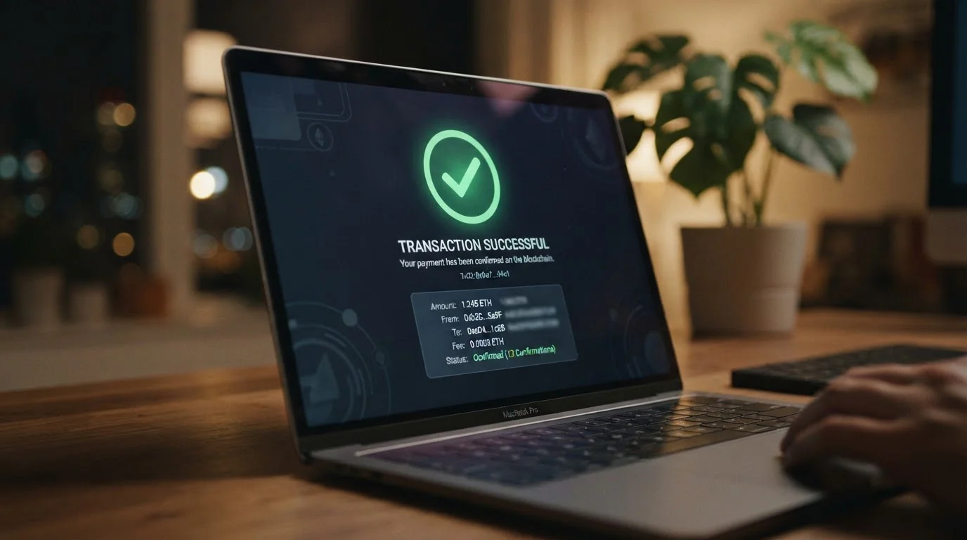 Pantalla mostrando retiro procesado con Bitcoin Cash