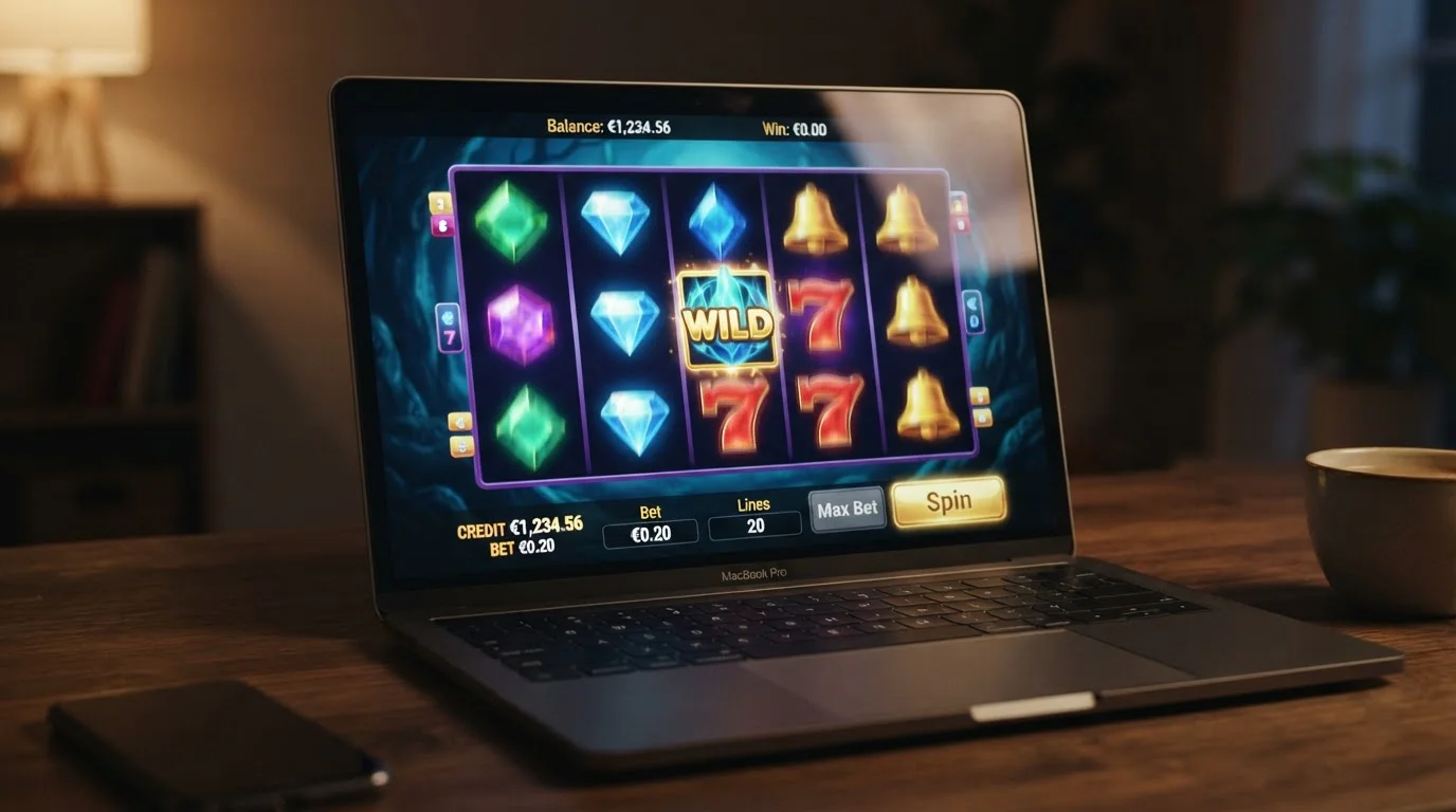 Pantalla de slot con apuesta mínima y saldo visible