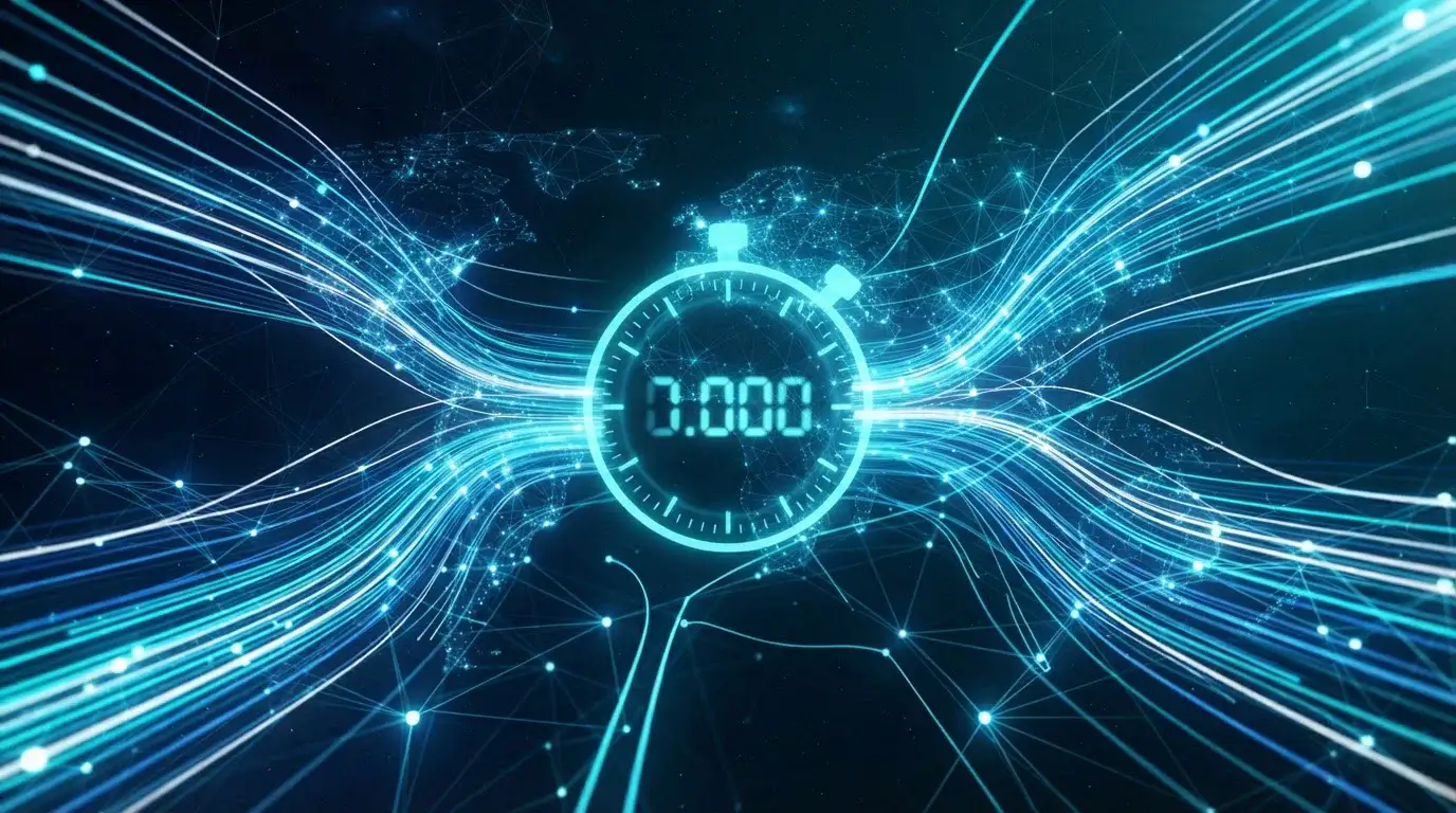 Visualización de velocidad de transacción blockchain con cronómetro digital